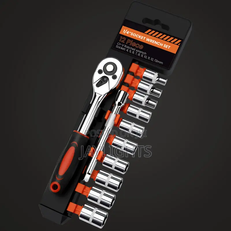 12pcs 3/8" Dr. Socket Set 72 Tooth Ratchet Wrench Set