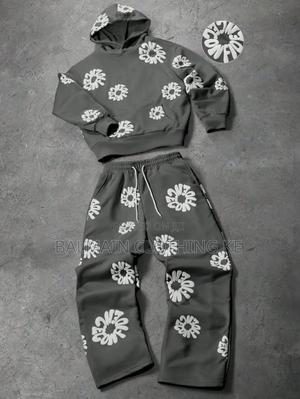 Mens Hooded Sweatshirt and Drawstring Wide Leg Pants Set - thumbnail 2