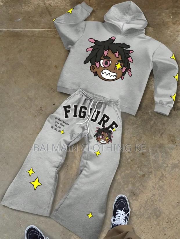 Mens Hooded Sweatshirt and Drawstring Wide Leg Pants Set - thumbnail 3