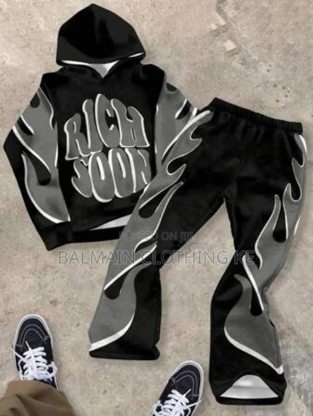 Mens Hooded Sweatshirt and Drawstring Wide Leg Pants Set - thumbnail 10