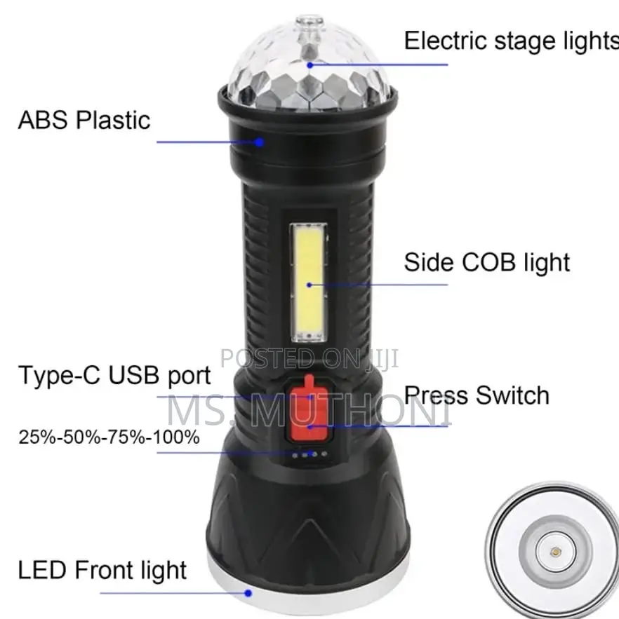2 in 1 Portable Flashlight With a Disco Lamp Cl-W09/W01