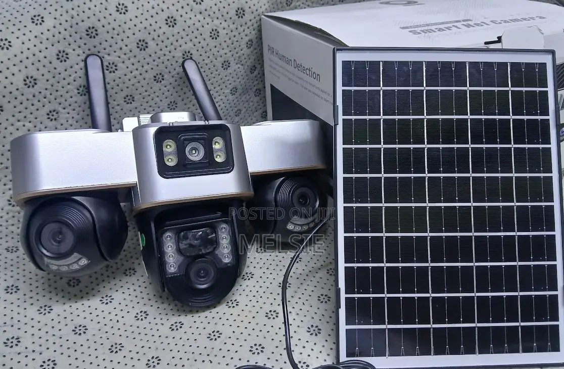 Camera V380pro 3 Lens With 3 Screens Solar 4g Rotatable Camera