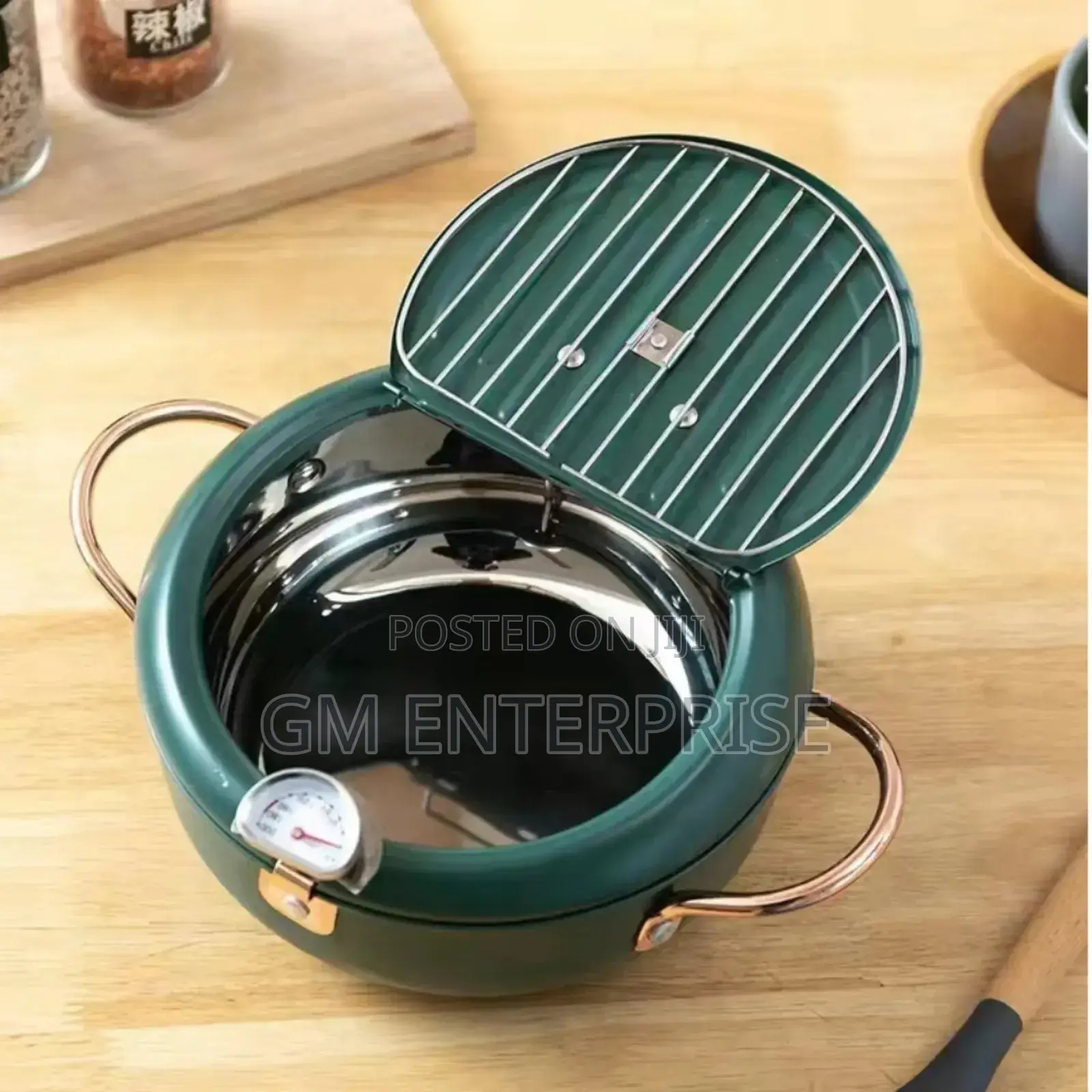 3.4l Frying Pot With Thermometer and Oil Drain Grill