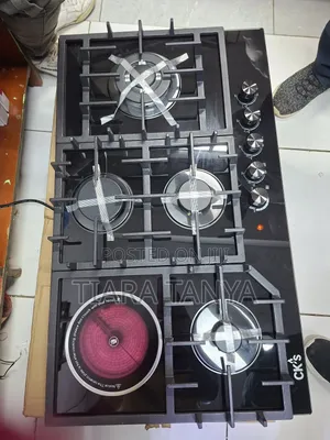 CKS 4 Gas(1 Wok) + 1 Electric Ceramic Plate Hob,Black Glass 90cm