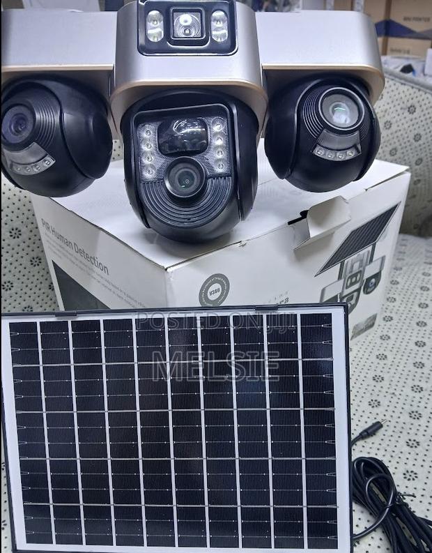 4g Triple Lens Solar PTZ Camera Rotatable - Hd Video With Night Vision - main view