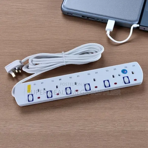 JSB 6 Way Power Strip 10m Durable Abs Plastic With Safety Shutters