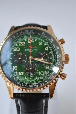 Breitling Navitimer Green Dial Rose Gold Black Leather