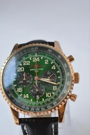 Breitling Navitimer Green Dial Rose Gold Black Leather