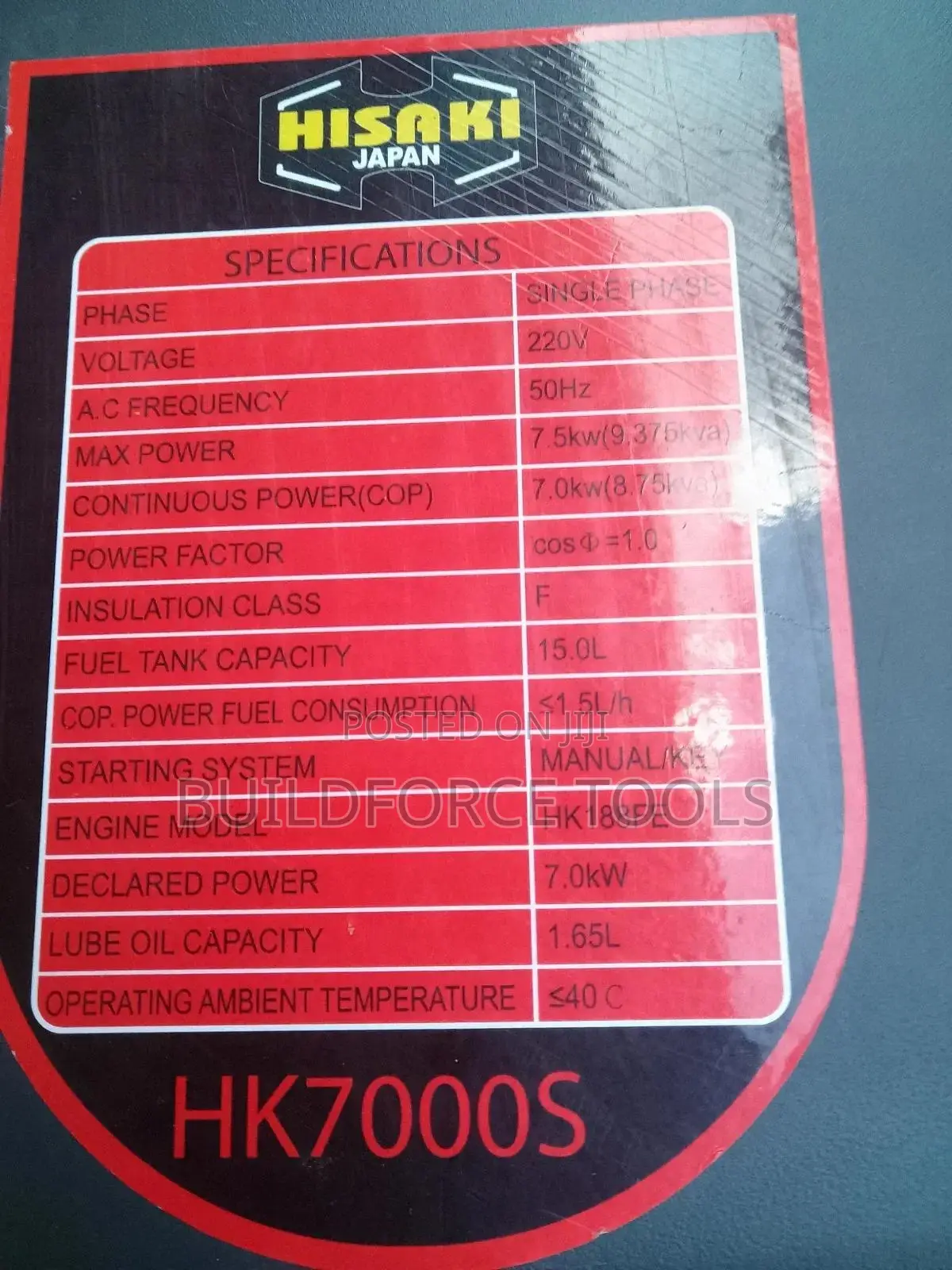 Hisaki Hk7000s 9kw Diesel Skeleton Generator Keystart