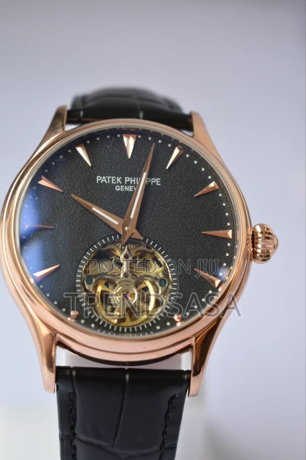 Patek Phiippe Black Rose Gold and Silver Tourbillon Watch