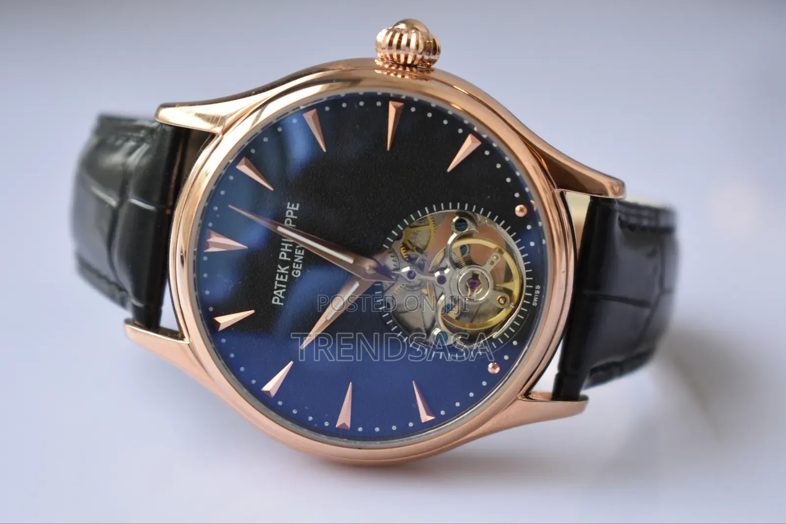 Patek Phiippe Black Rose Gold and Silver Tourbillon Watch