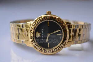 Versace Black Dial Full Yellow Gold Ladies Watch
