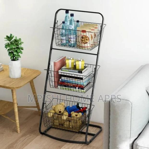 3 Layer Metallic Mesh Storage Rack - main view