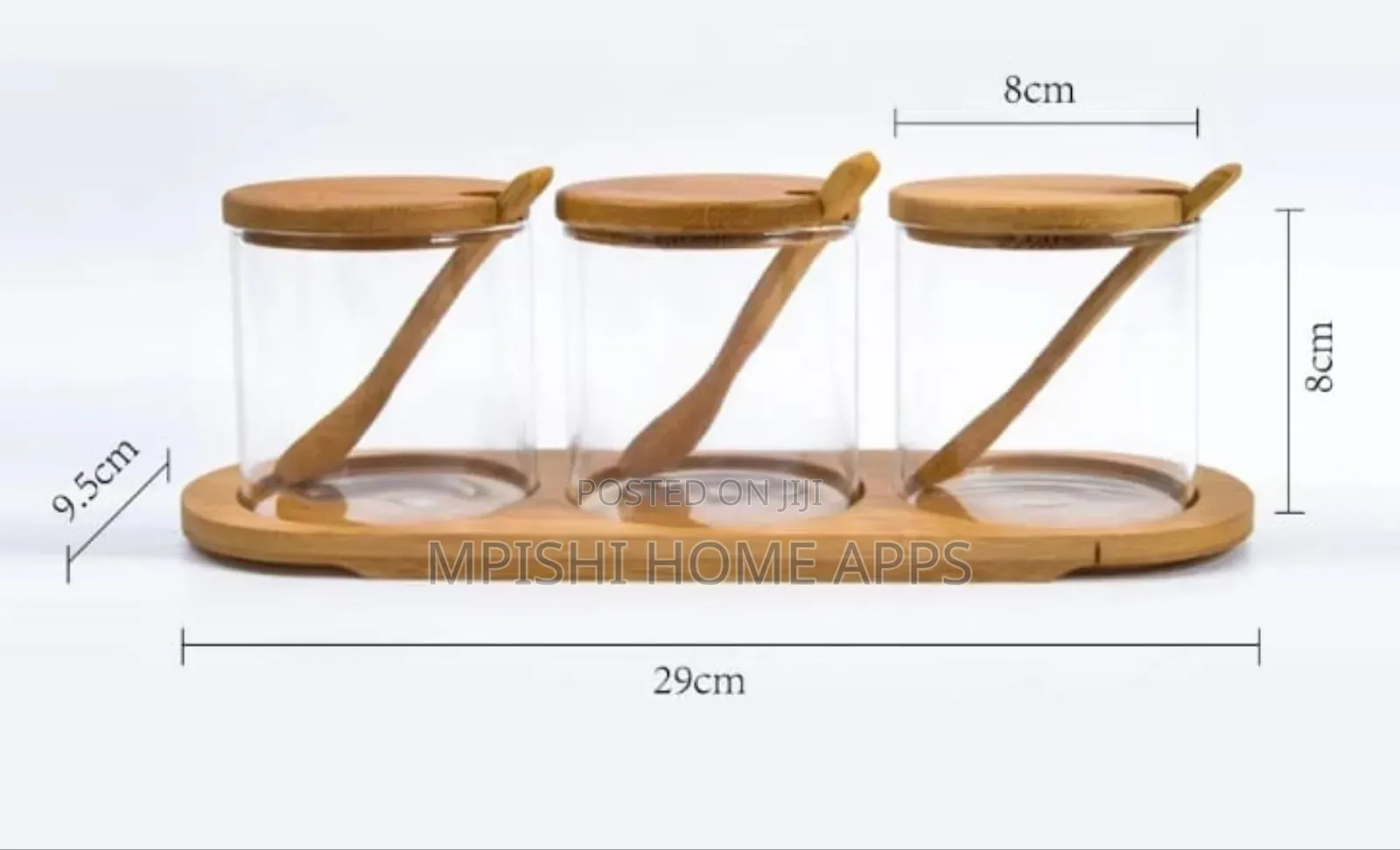3 in 1 Glass Sugar Set With Bamboo Stand