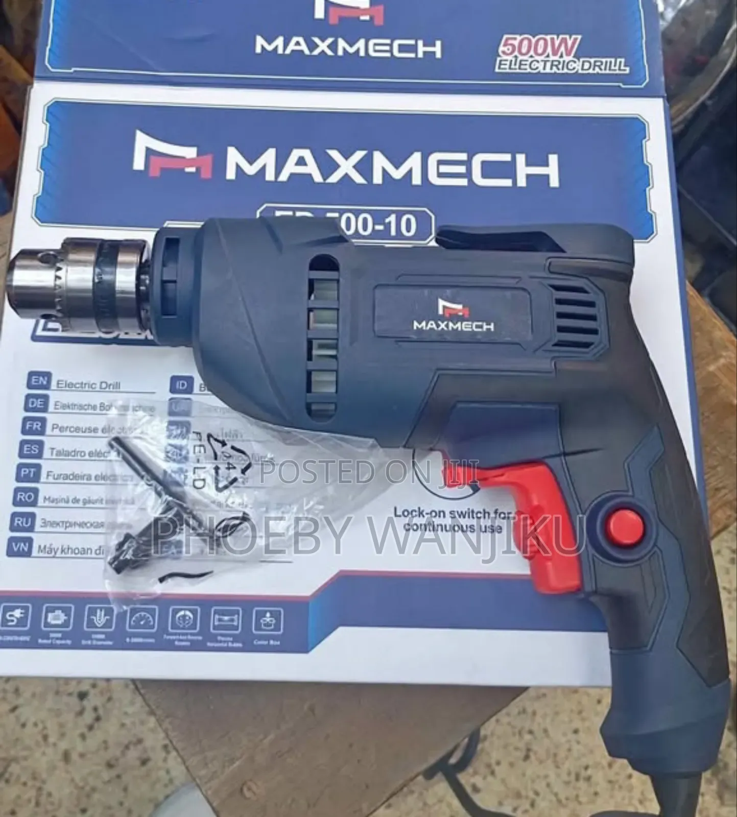 Lock on Switch Maxmech Corded Drill
