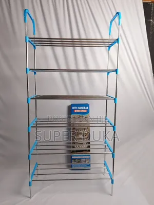 Metal Shoe Rack With Blue Plastic. 6layers Shoe Rack.