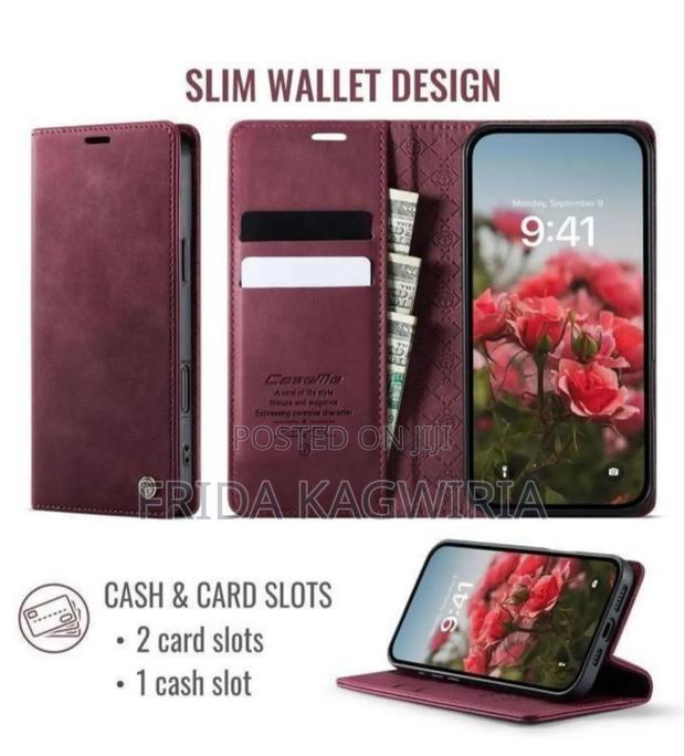 Samsung Galaxy A05 Maroon Caseme Leather Flip Case - thumbnail 3