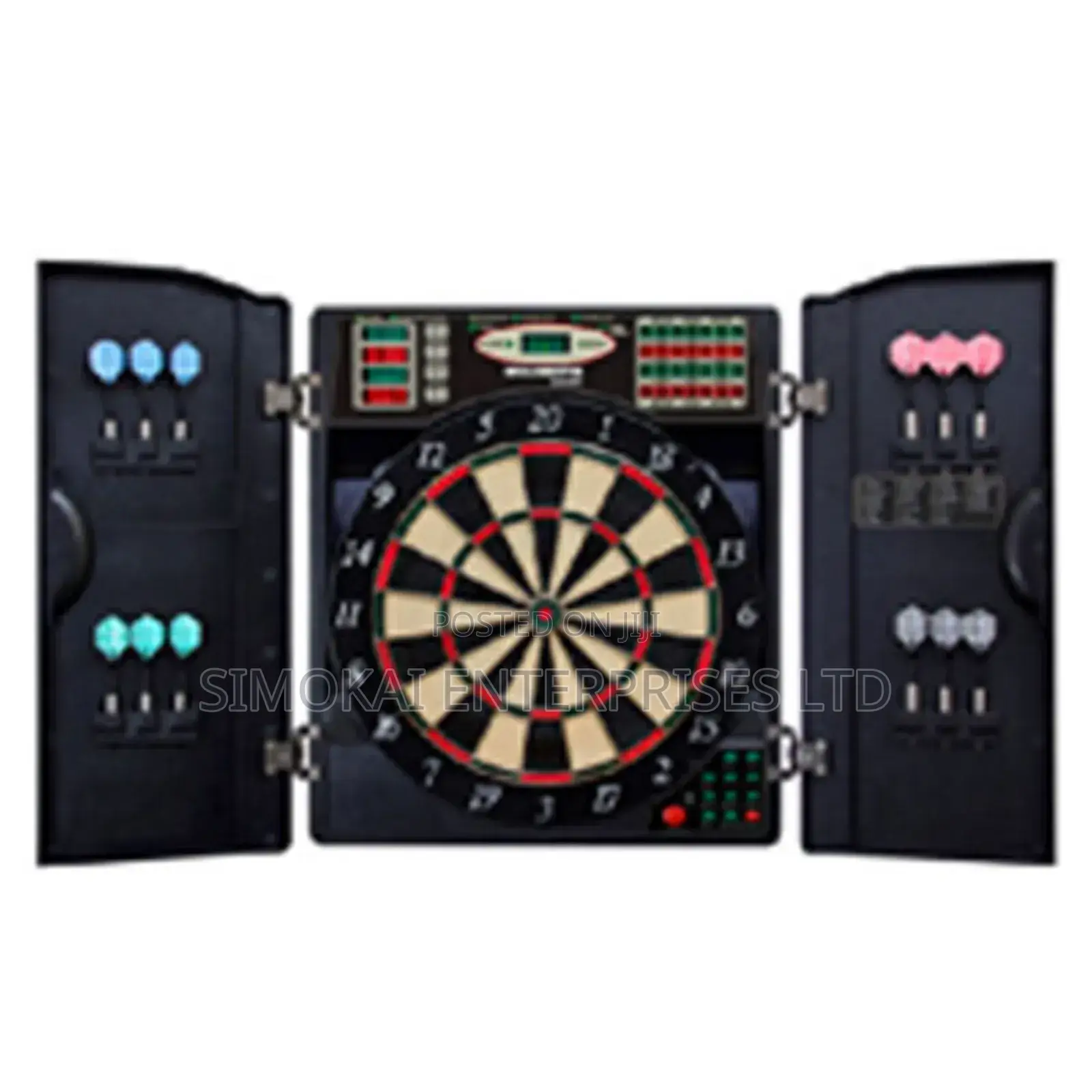 Dartboard Pro. Cabinet,2 Sets Darts,1 Dartboard,Chalk, Duster & Score