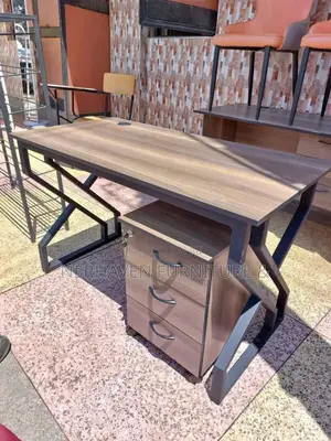 Office Desk With Metal Frame – 3 Drawers Cable Port