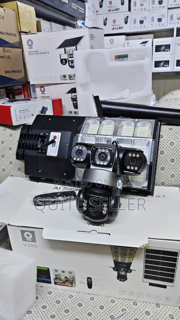 Tripple Lens V380 Same View With Solar Flood Light Remote Control Swit - main view