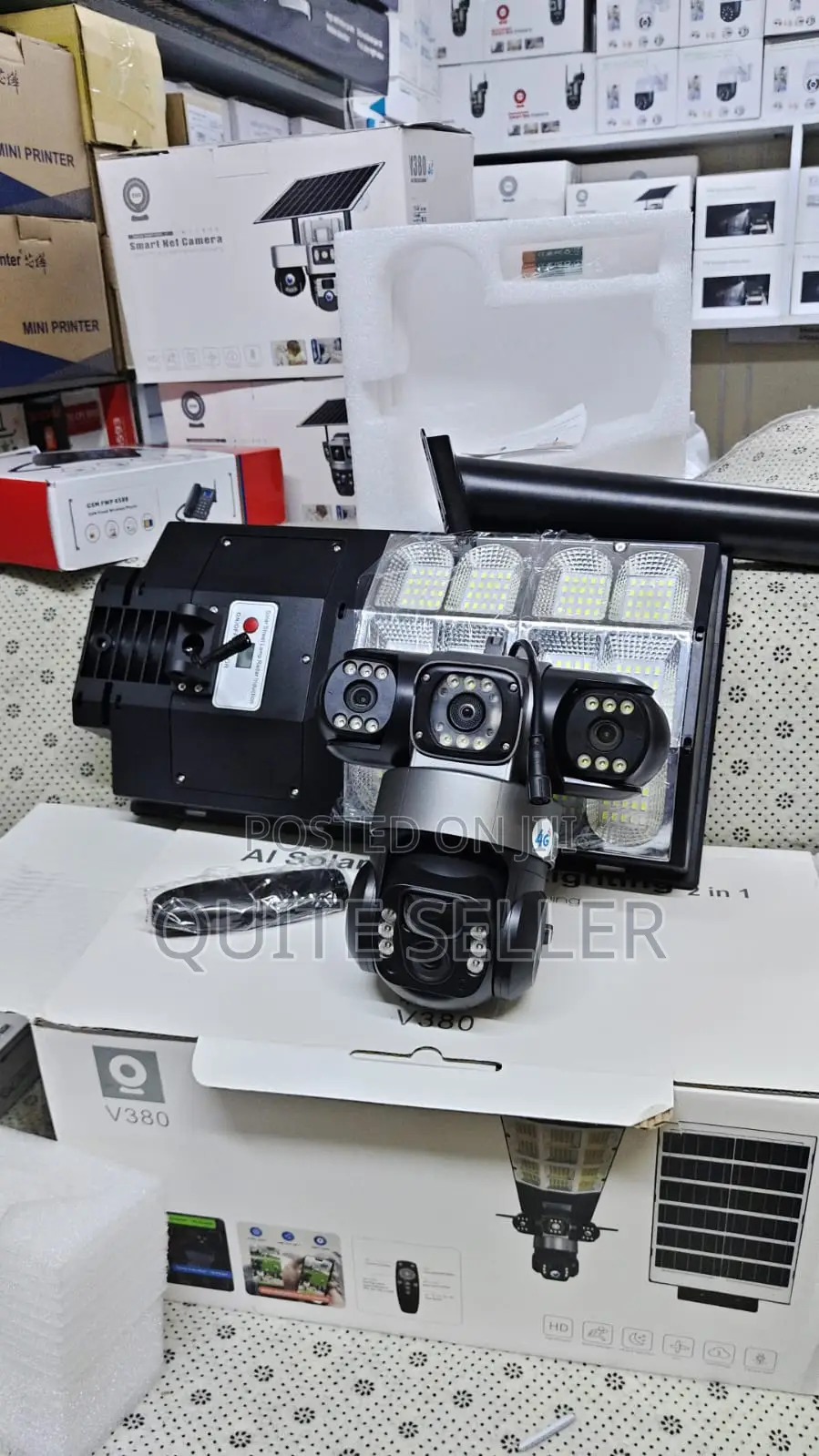 Tripple Lens V380 Same View With Solar Flood Light Remote Control Swit
