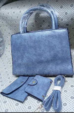 Medium Leather Marine Bag - Blue