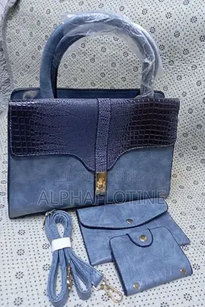 Medium Leather Marine Bag - Blue