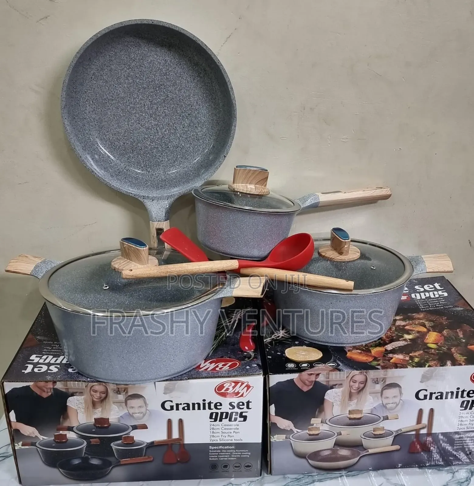Bmn 9 Pc's Granite Cookware Set