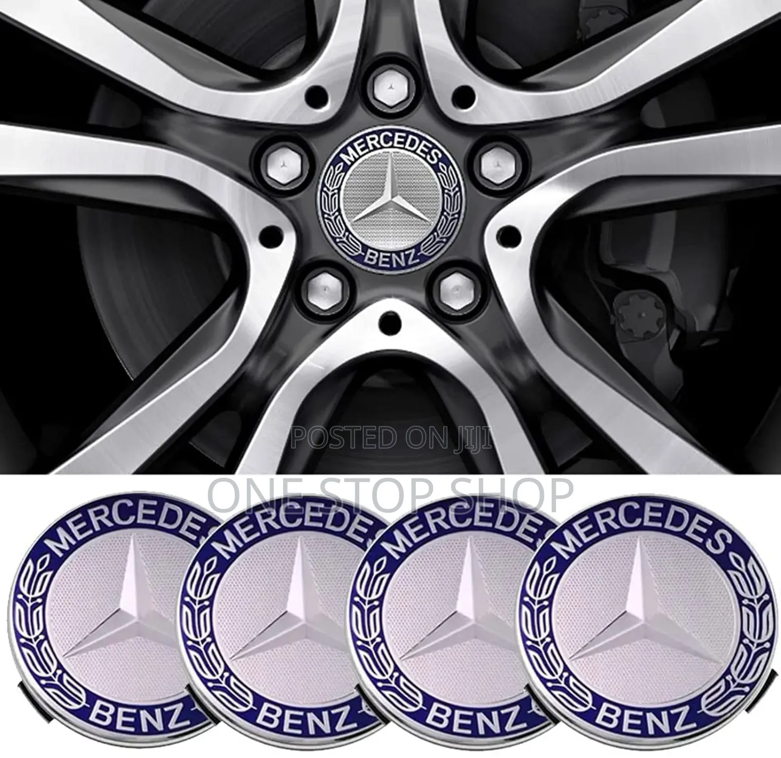 4pcs Blue Mercedes Replacement Centre Wheel Cap.