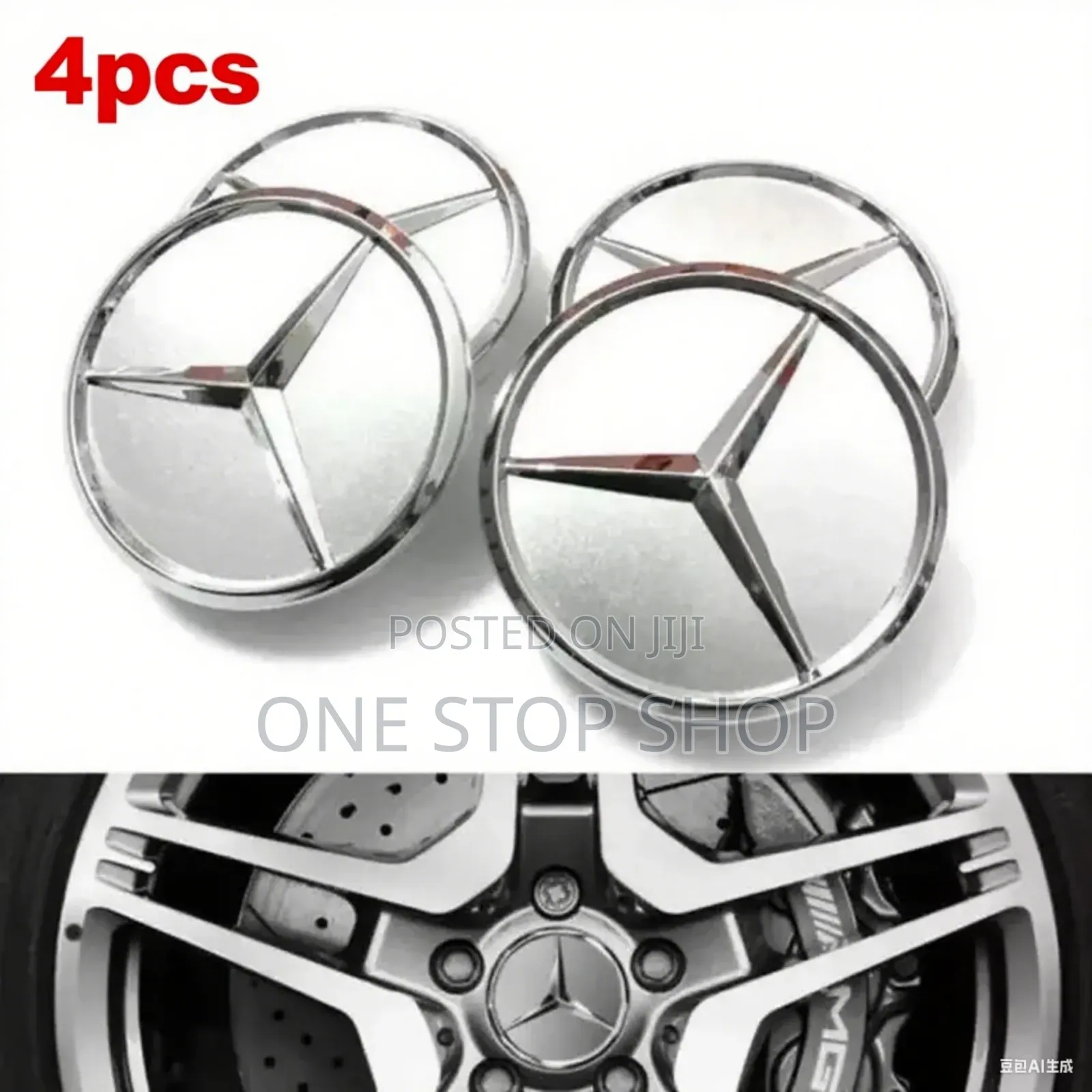 4pcs Mercedes Silver Centre Wheel Caps