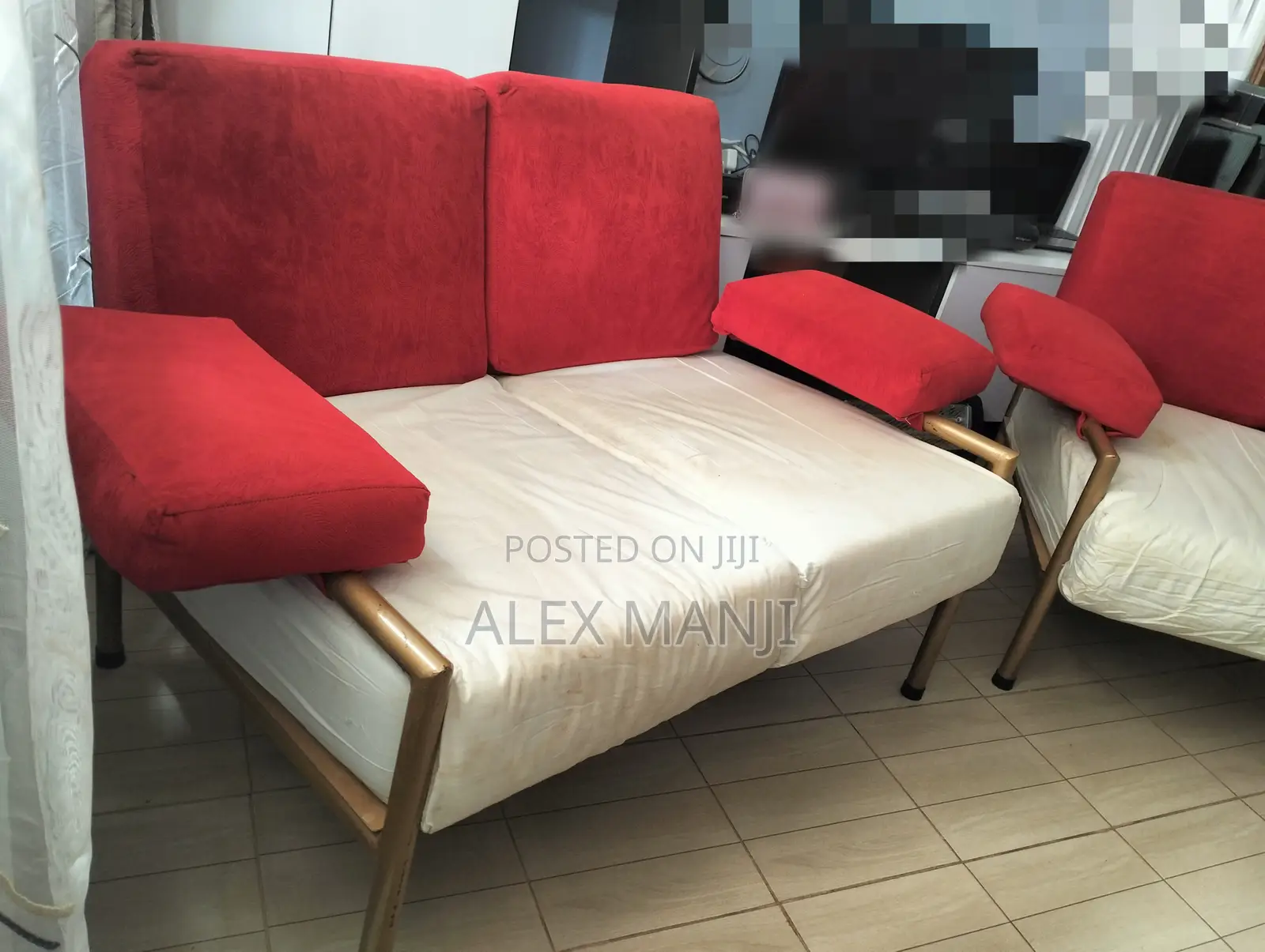 Couch 4 Seater, Memory Foam Cushion, Steel Frame