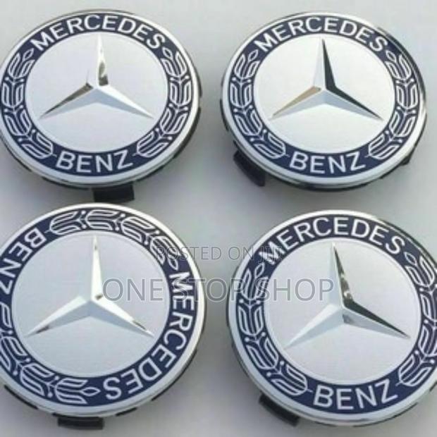 4pcs Hub Covers Silver Black for Mercedes Alloy Rims