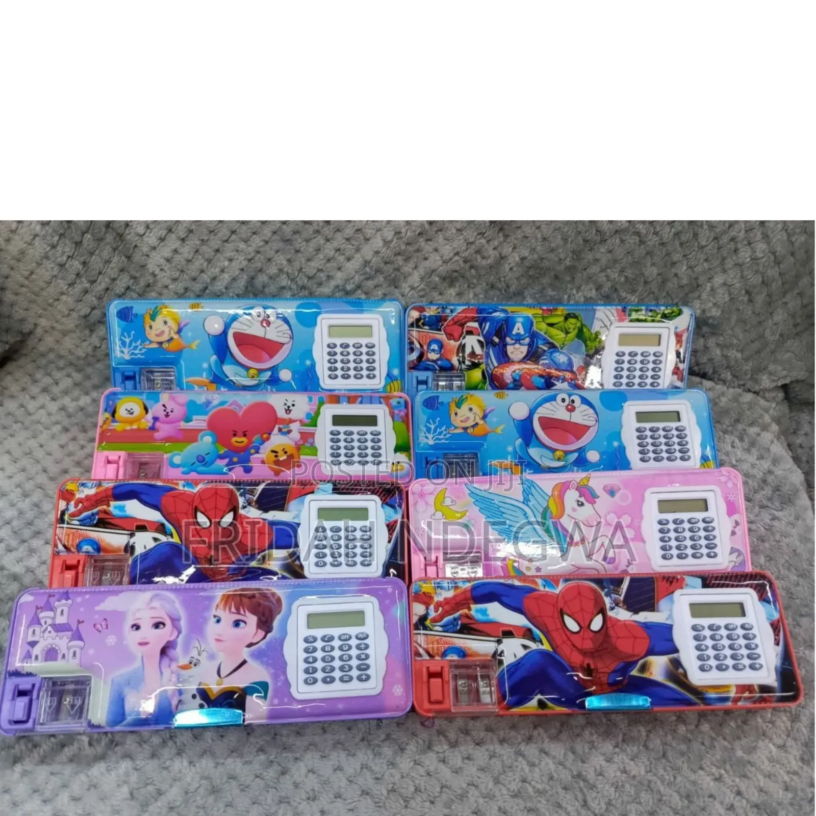 Pencil Pouch With Calculator and Dual Sharpeners and Pencil Holders