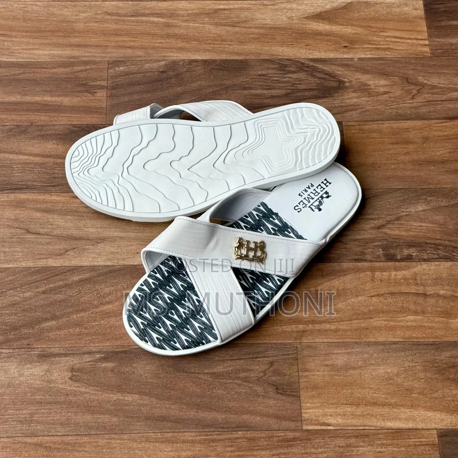 All White Fendi / Hermes Men Sandals Size 39/46
