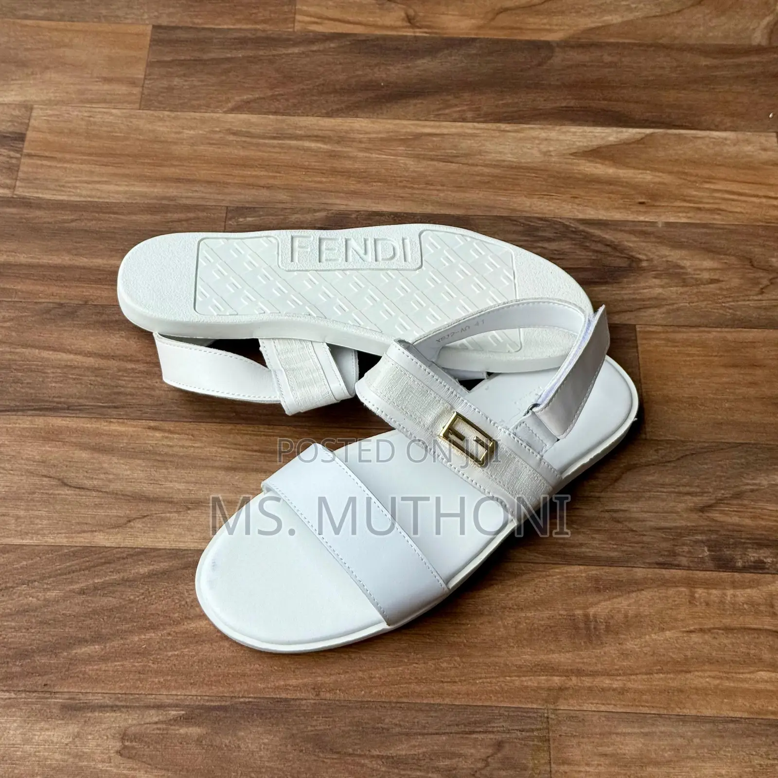 All White Fendi / Hermes Men Sandals Size 39/46
