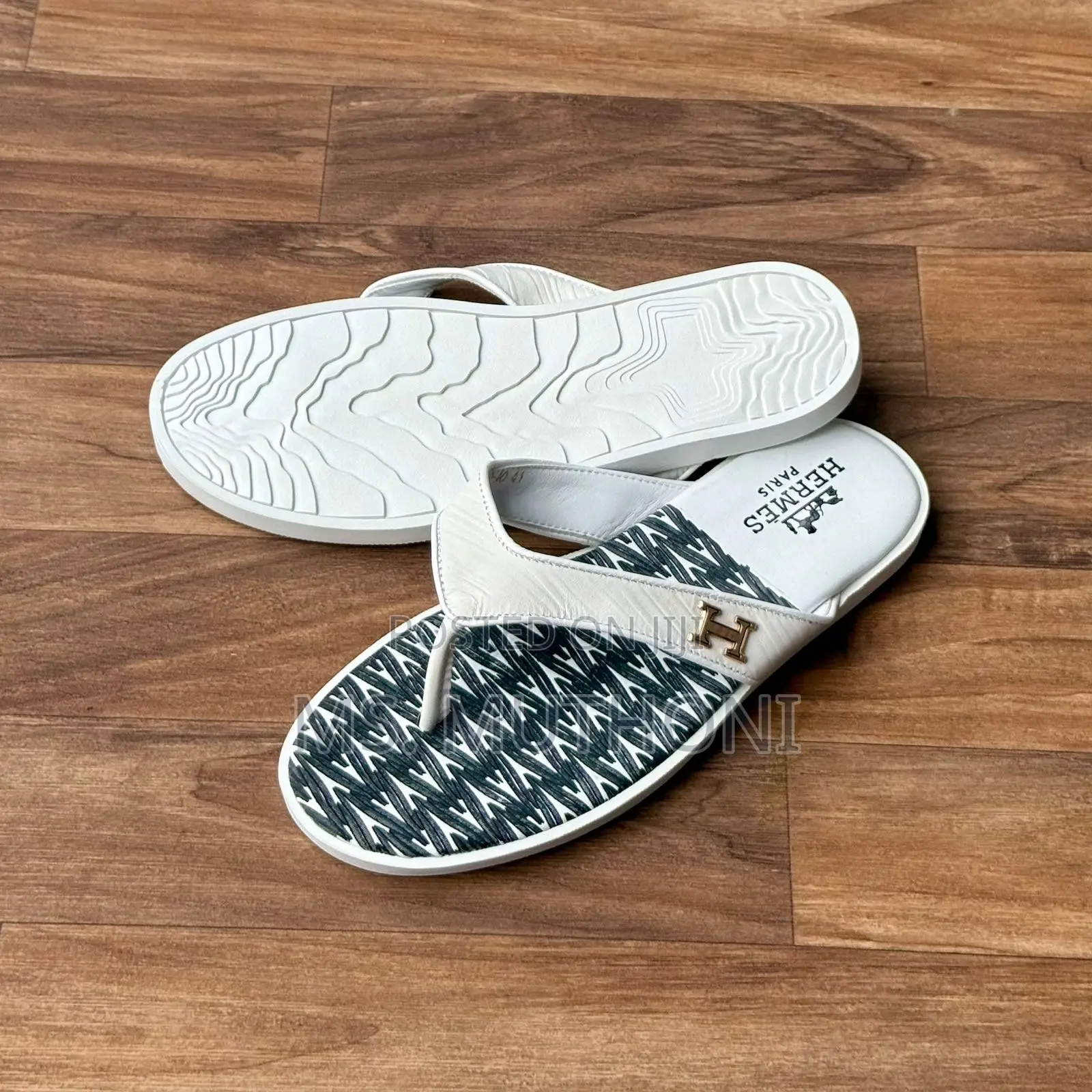 All White Fendi / Hermes Men Sandals Size 39/46