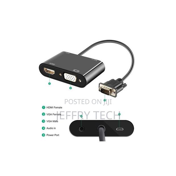 Vga to Hdmi Vga Splitter With 3.5mm Converter Adapter - Dual Display