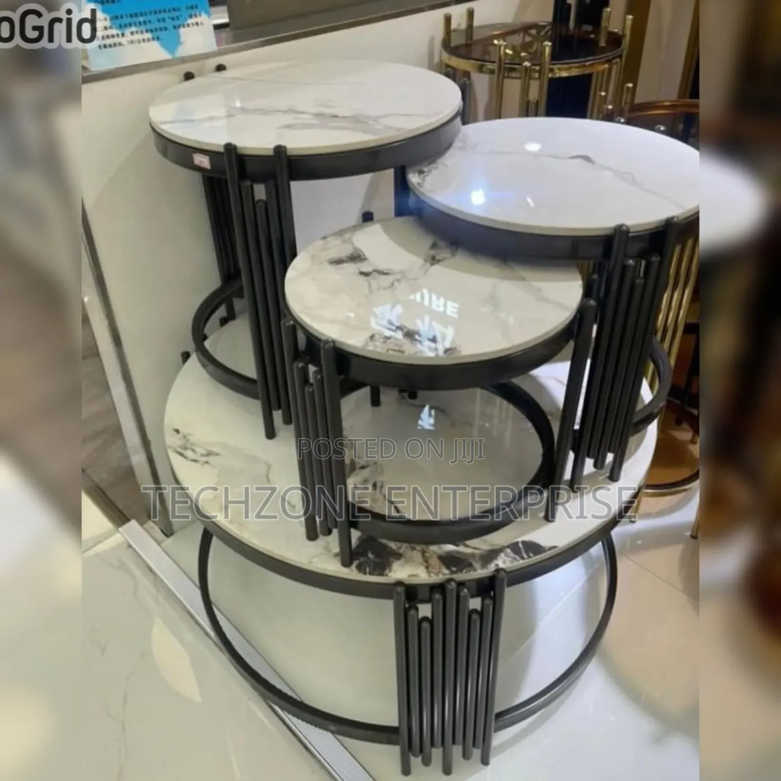 4 in 1 Executive Pure Marble Table in Black 