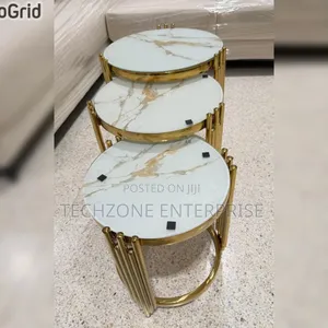 3 in 1 Executive Pure Marble Table With Metal Frames 