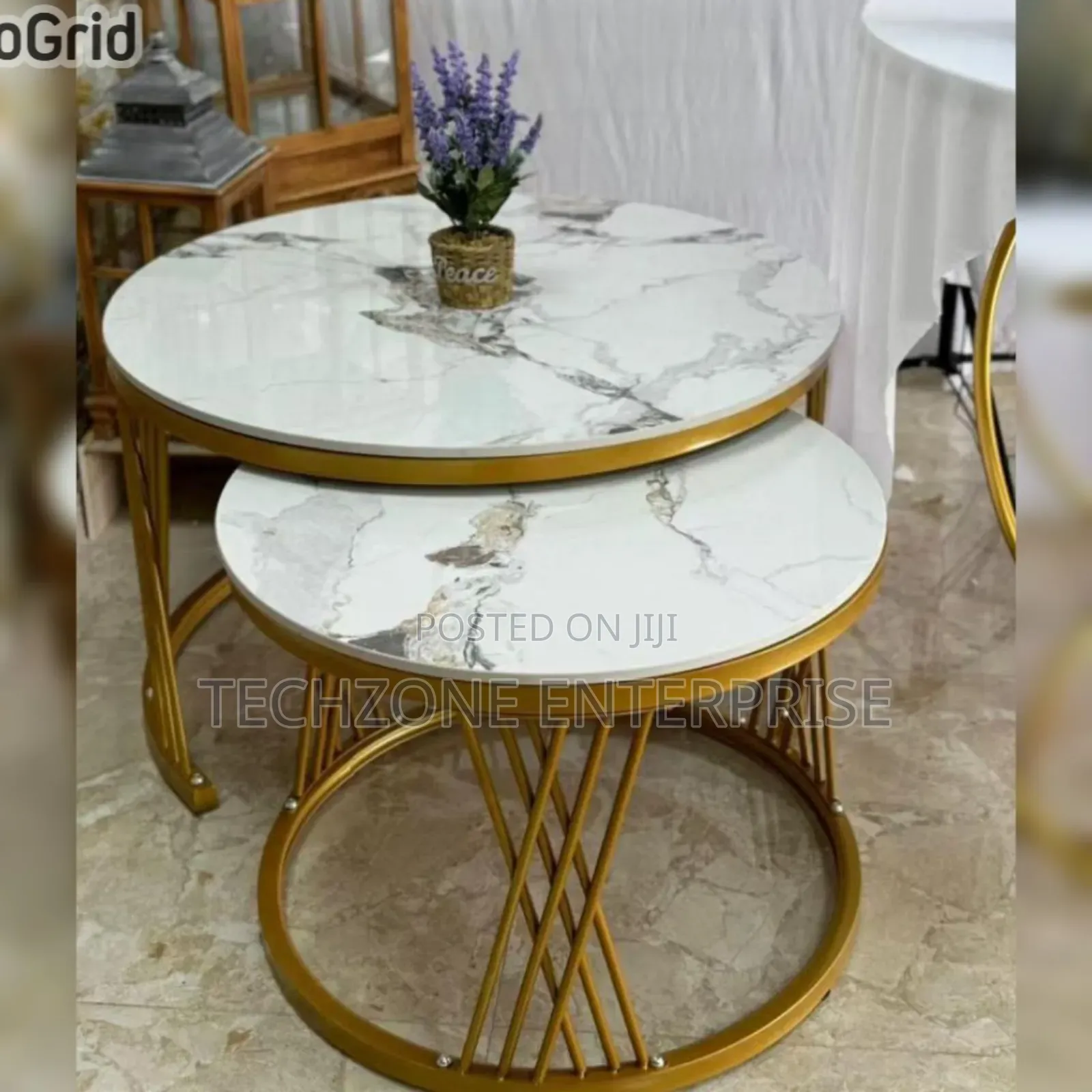 Modern Luxury 2 in 1 Pure Executive Marble Nesting Tables 
