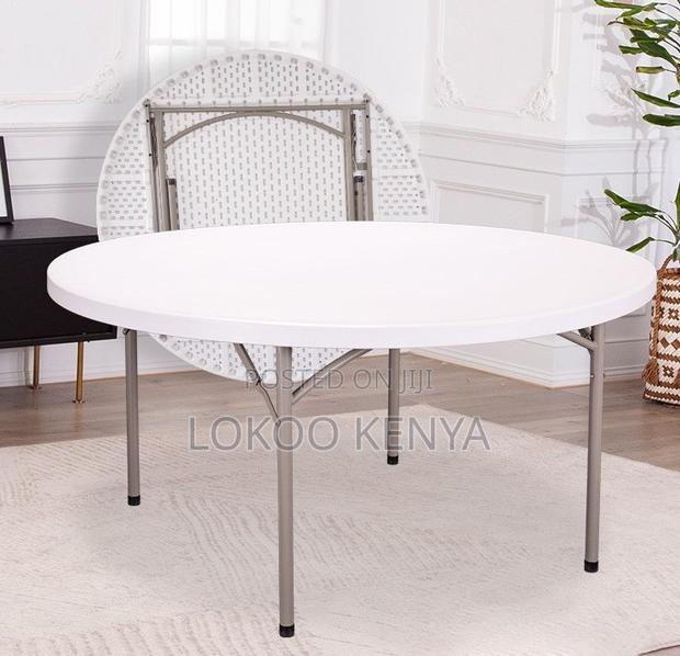 Dining Table; Large Round Folding Plastic Outdoor-Event Dining Table - main view