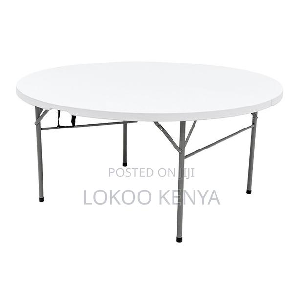 Dining Table; Large Round Folding Plastic Outdoor-Event Dining Table - thumbnail 2