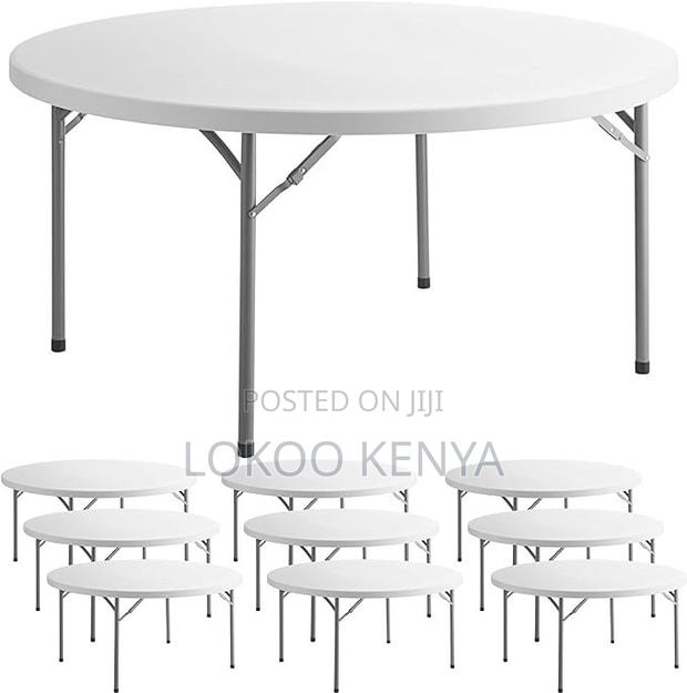 Dining Table; Large Round Folding Plastic Outdoor-Event Dining Table - thumbnail 3