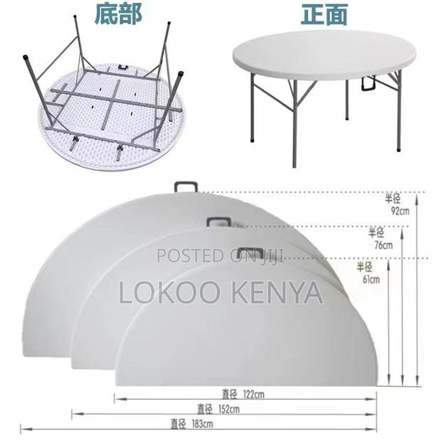 Dining Table; Large Round Folding Plastic Outdoor-Event Dining Table - thumbnail 5