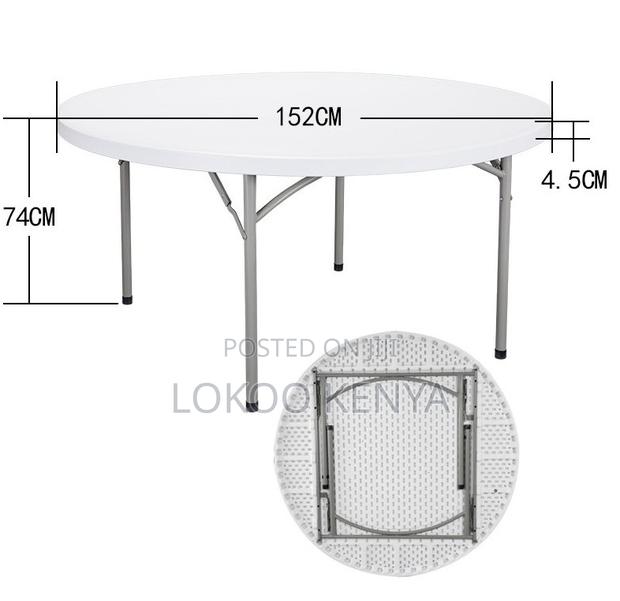 Dining Table; Large Round Folding Plastic Outdoor-Event Dining Table - thumbnail 6