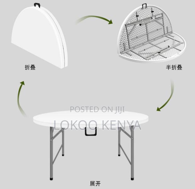 Dining Table; Large Round Folding Plastic Outdoor-Event Dining Table - thumbnail 8