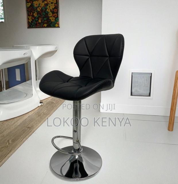 Stool; Leather Adjustable Barstool With a Casual Footrest for Kitchen - thumbnail 2