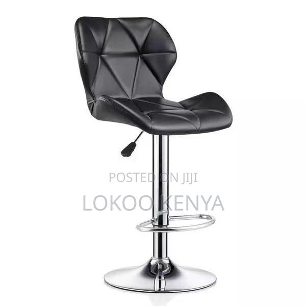 Stool; Leather Adjustable Barstool With a Casual Footrest for Kitchen - thumbnail 3