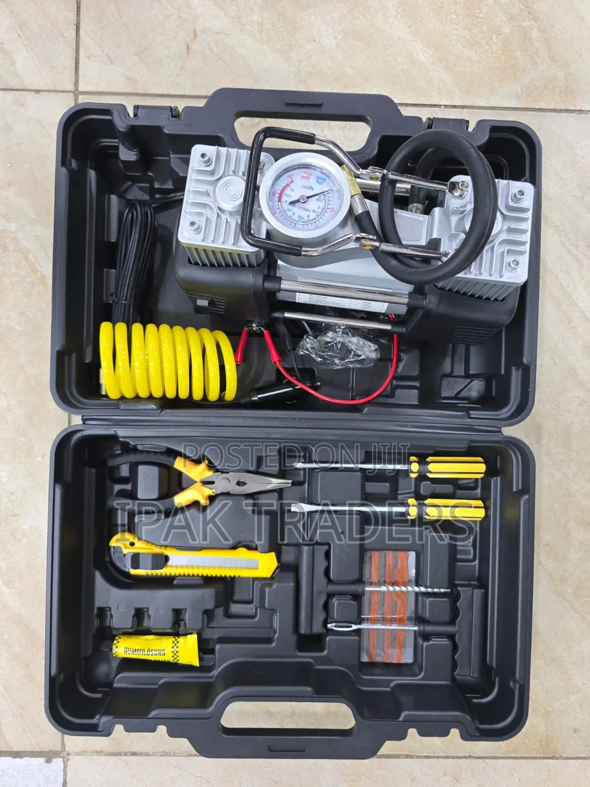 Portable Double Cylinder Air Compresser Pump With Tool Kit
