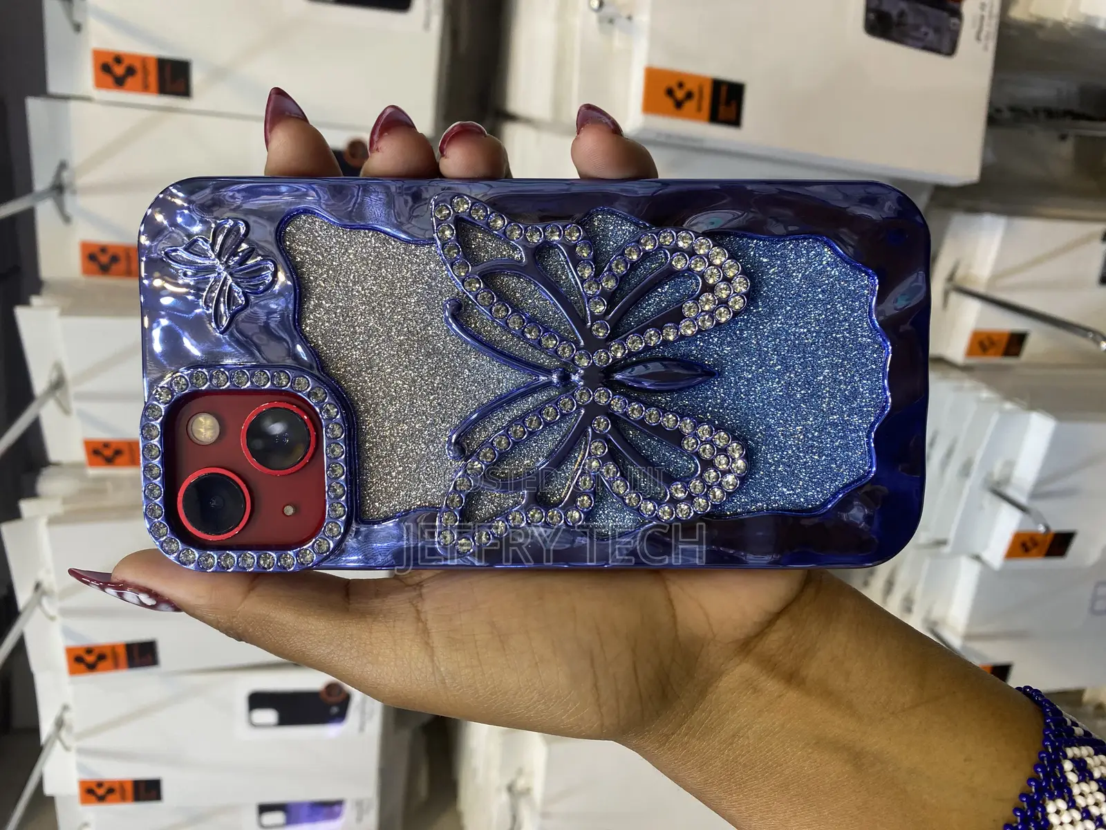 Mobistyle iPhone 13 Cover With Luxury Glitter Cute Butterfly